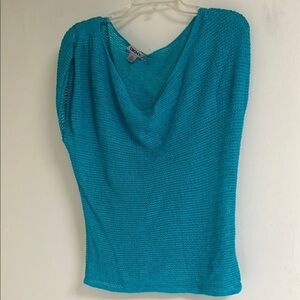 DKNY Turquoise Mesh Sleeveless Shirt M